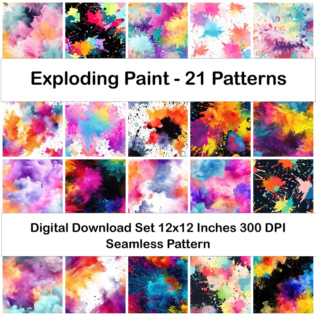 Exploding Paint Illustrations 21 Patterns Seamless - Etsy