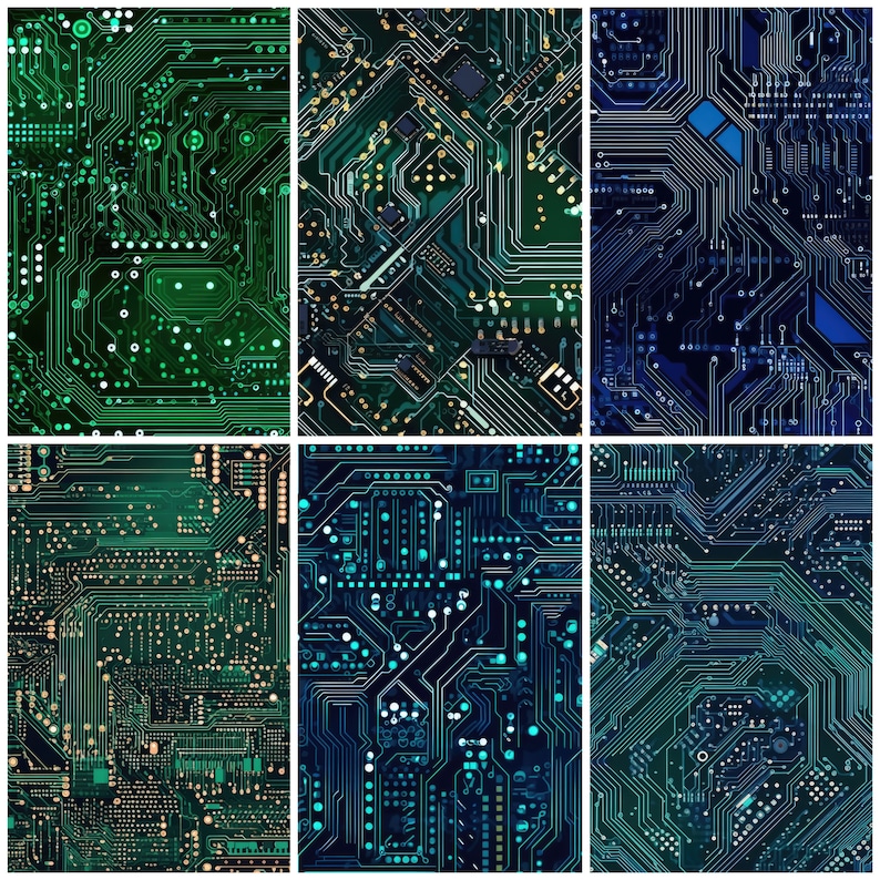 Circuit Board Inspired Theme Illustrations Pack 2, 22 Patterns ...