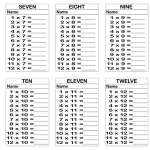 Times Table Printable Sheets With BONUS Exercise Pages - Etsy