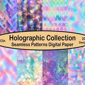 Holographic theme Illustrations, 20 patterns, seamless