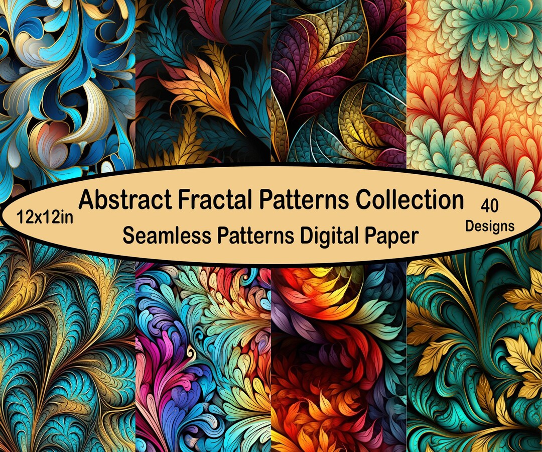 Abstract Fractal Patterns Seamless Digital Paper - Etsy