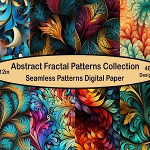 Puede incluir: Una colección de 40 diseños de papel digital con patrones fractales abstractos en colores vibrantes. Cada diseño mide 30,5 x 30,5 cm y es sin costuras, perfecto para proyectos de manualidades.