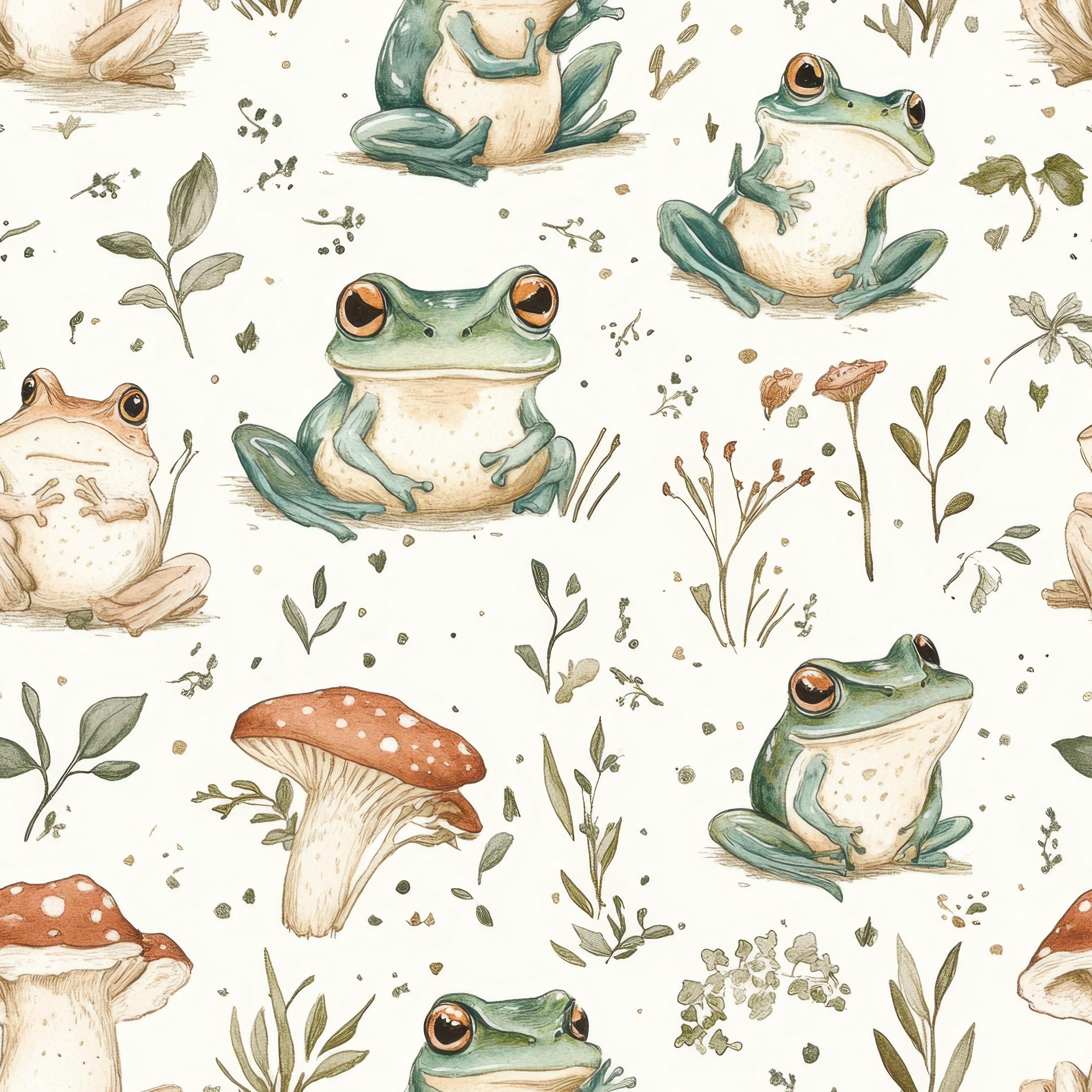 Cute Frogs Seamless Digital Paper, Frog Pattern Backgrounds, Frog ...