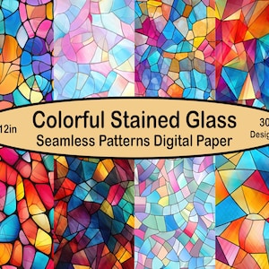 Modello astratto di vetro colorato, carta digitale colorata vibrante