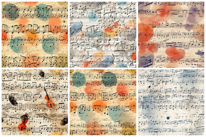 Musical Sheet Music Theme Digital Art Design Background Paper Pack - 26 ...