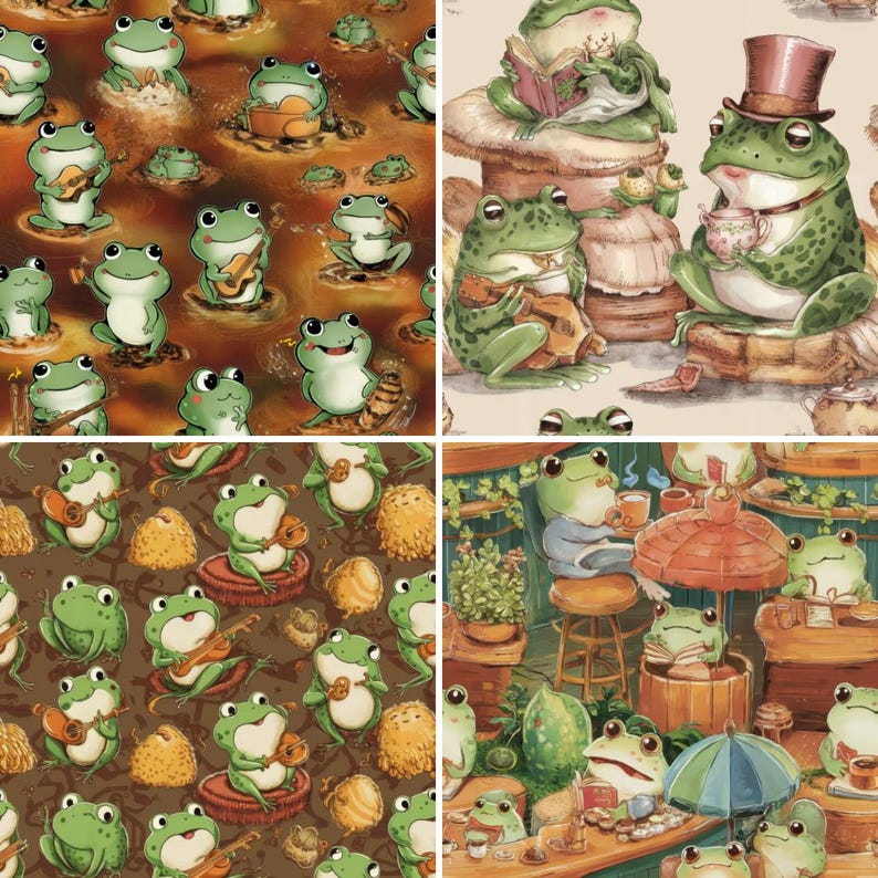 Frog Seamless Pattern, Playful Scrapbook Paper (digital Download - Etsy