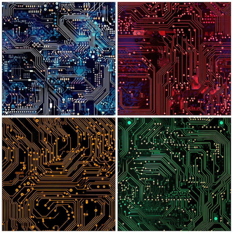 Circuit Board Inspired Theme Illustrations Pack 2, 22 Patterns ...