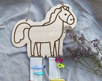 Personalized wooden horse hair clip storage