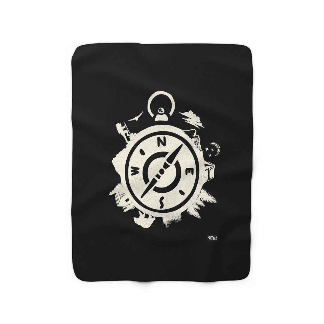 OUTDOOR COMPASS Camping Adventure Sherpa Fleece Blanket Etsy