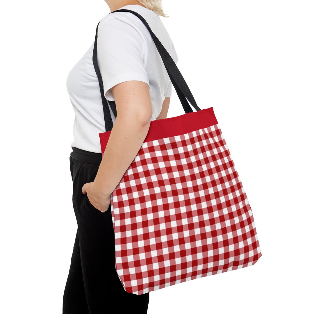 Red and White Checked Tote Bag Travel Bag Gift for Her Etsy