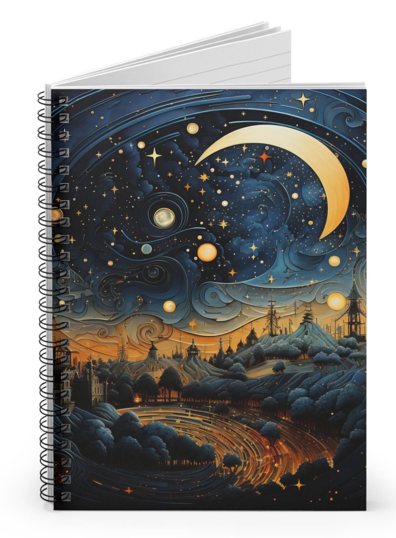 Moon Night Spiral Hardcover Notebook - Ruled Line - Etsy