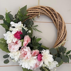 Voordeurdecoratie | Zomerkrans | Handgemaakt kleurrijk / binnen en buiten | Rustieke krans |Levendige lentekrans | Romantische krans