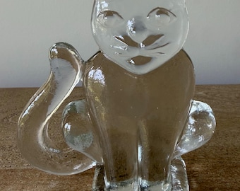 Vintage Kosta Boda Boda Zoo Cat Figurine by Bertil Vallien (5.5" Large)
