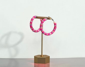 Barbie Jewelry / Barbie Earrings / Pink Jewelry / Beaded Hoops