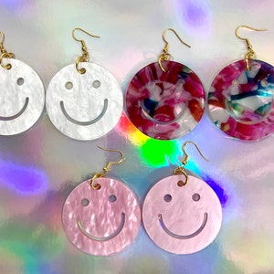 Smiley Face Earrings / Hypoallergenic Earrings / Colorful Earrings / Happy Face Earrings