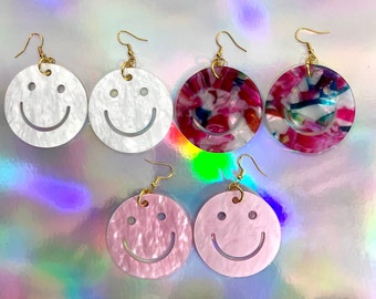 Smiley Face-oorbellen / Hypoallergene oorbellen / Kleurrijke oorbellen / Happy Face-oorbellen