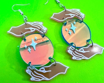 Crystal Ball Jewelry / Fortune Teller Earrings / Mystic Earrings