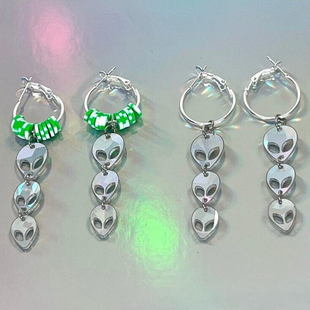 Aliens Earrings / Alien Jewelry / UFO Earrings Etsy