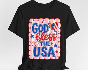 Dios bendiga a los Estados Unidos Camiseta / Bandera patriótica estadounidense roja, blanca y azul