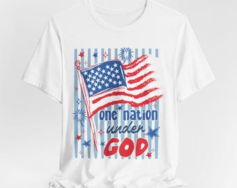 Camiseta "Una nación bajo Dios" / Bandera estadounidense, patriótico 4 de julio