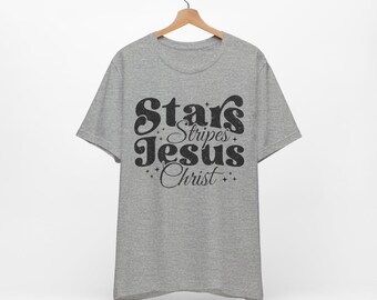Camiseta de Jesucristo con estrellas y rayas / Camiseta con versículos bíblicos cristianos patrióticos