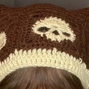 Skull Crochet Cat Beanie