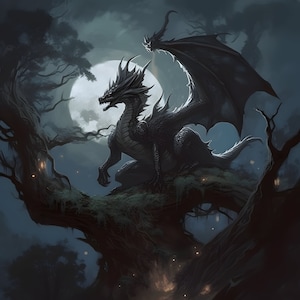Black Dragon Package Digital Download Fantasy Wall Art Print  Dragon Printable Poster Fantasy Art Wall Decor Living Room Decor