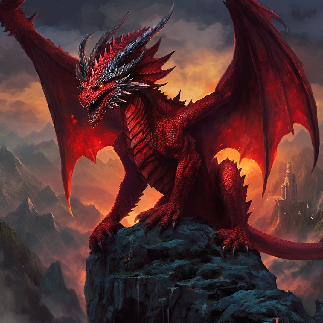 Paquete de dragón rojo Descarga digital Impresión de arte de - Etsy España