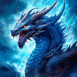 Pakiet Blue Dragon Pobierz cyfrowo Fantasy Wall Art Print Dragon Printable Poster Fantasy Art Wall Decor Living Room Decor