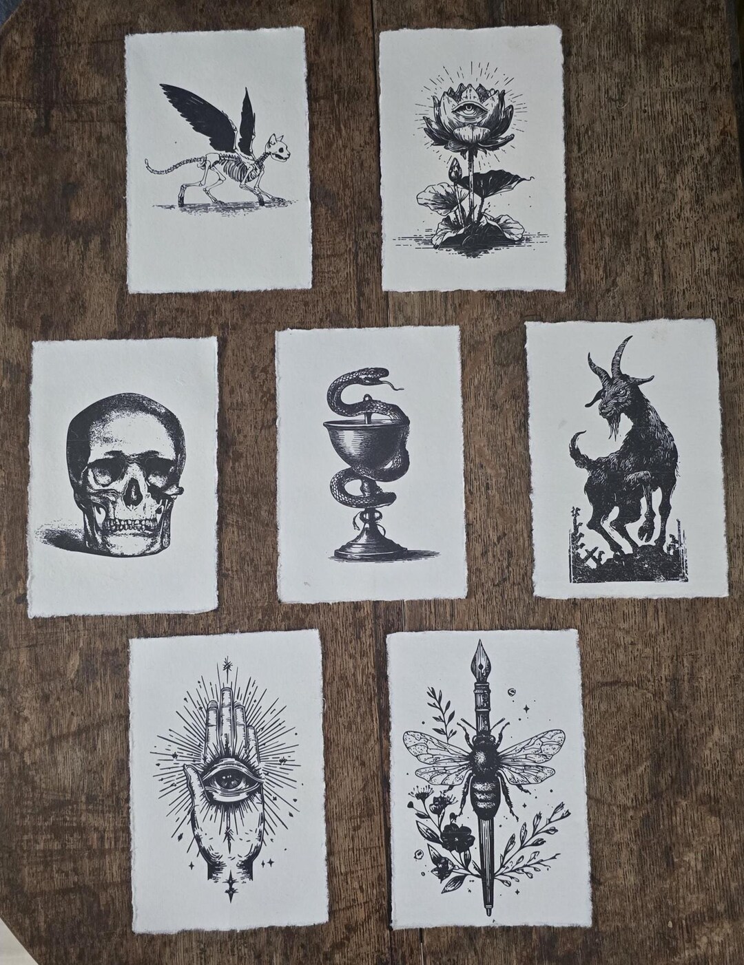 Unframed Vintage Gothic Ink Prints 4x6