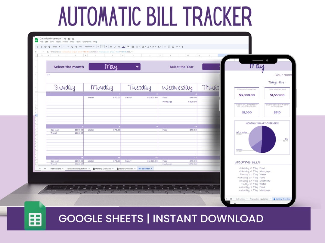 Ultimate Paycheck and Recurrent Bills Tracker Template for Google ...
