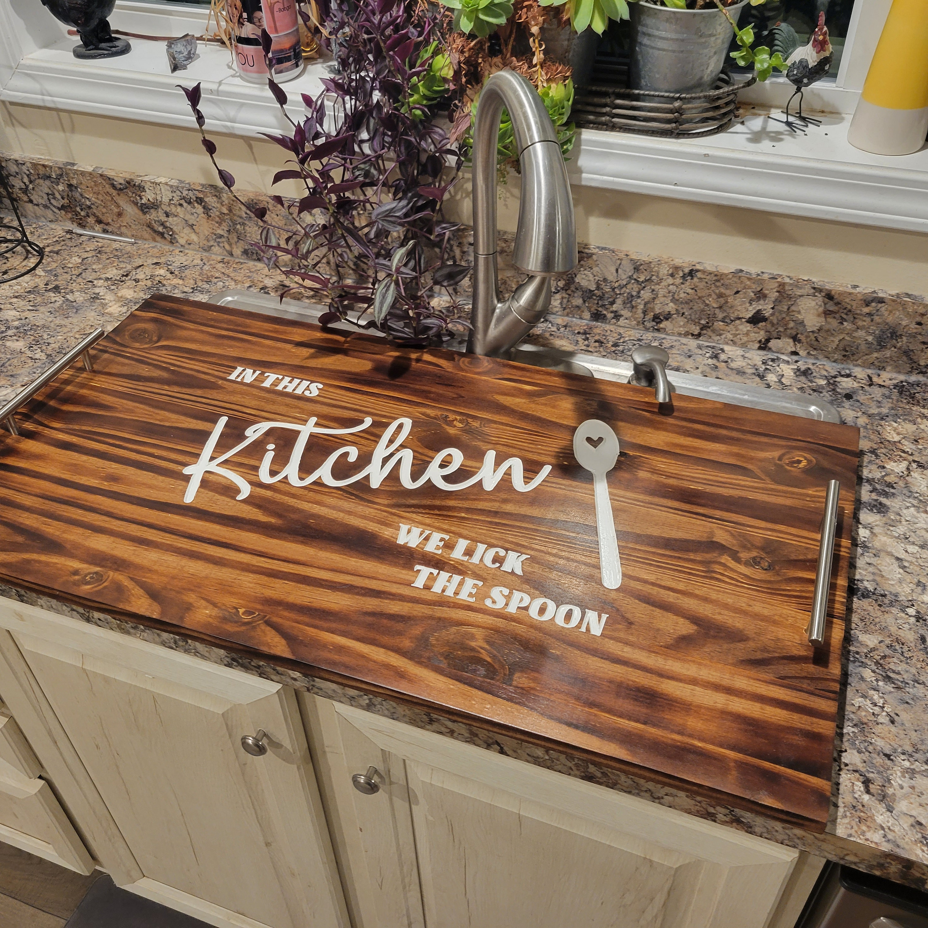 Sink Cover Cutting Board With Strainer Basket Campbells Customs Board  Butter Included 