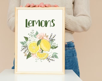 Lemons Artwork Canvas Print | Lemon Kitchen Decor Wall Art