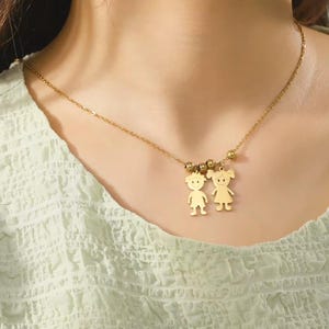 Personalized Kid Figure Pendant Necklace | Custom Kids Names Necklace
