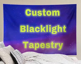 Personalized Blacklight Tapestry | Custom UV Reactive Wall Hanging | Photo Backdrop & Room Decor