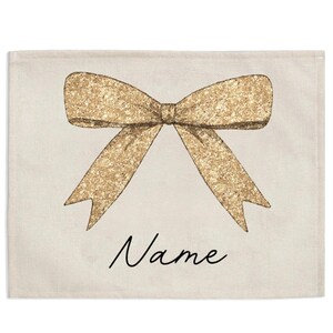 Personalized Bow Cotton Linen Placemat: Custom Text