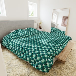 Retro Geometric Pattern Duvet Cover Set | 60s 70s Inspired Duvet Pillow Covers
