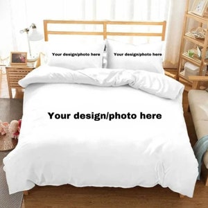 Personalized Cotton Photo/Design Duvet Cover & Pillowcases | Custom Cotton Printed Bedding Set