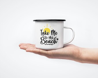 Take Me to the Beach Enamel Mug | Beach Outdoor Metal Mug