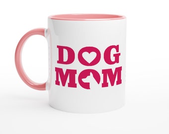 Dog Mom Ceramic Mug | Dog Mom Pink Inside & Handle Ceramic Mug