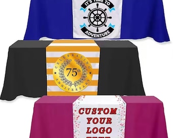 Custom Print Polyester Table Runner | Personalized Logo Birthday Party