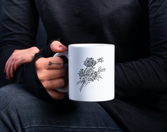 Drawing Flower White Mug