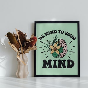 Be Kind To Your Mind Canvas Wall Art | Mental Health Inspirational Canvas Print