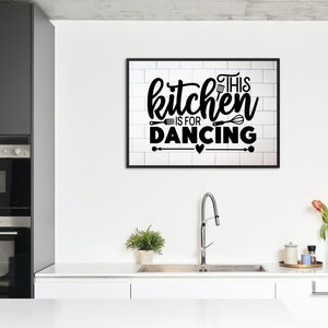 esta cozinha é para dançar impressão de arte em tela | Decoração de parede de cozinha | Arte de parede em tela de cozinha