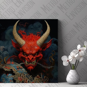 Samurai Demon Oni Art | High-Resolution PNG | Digital Painting | Japanese Mythical Warrior | Oriental Folklore | 300 DPI