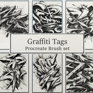 20 Graffiti Tags - Procreate Digital Stamp Brush Set | Neo Traditional Style | Procreate Stamp Brushes for Professional Tattoo | 300DPI | 4K