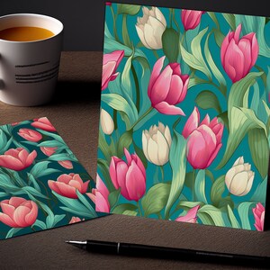 Vibrant Tulip Trio - Digital Paper Collection, Instant Download, High-Resolution Tulip Images, Scrapbooking, Card Making, Commercial Use