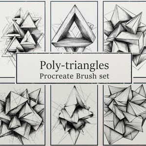May include: A set of eight Procreate brushes for digital art, featuring geometric shapes and patterns. The brushes are designed to create abstract, modern, and geometric art.