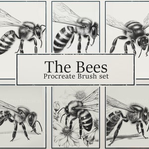 10 Bee Tattoo Procreate Stamp Brushes  | Realistic Charcoal Drawing | Insect Artistry for Professional Tattoo Design