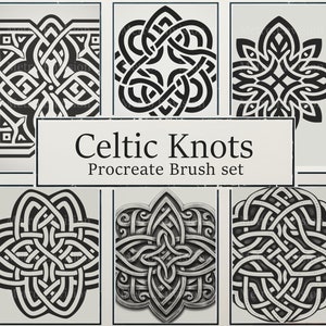 May include: A set of eight black and white Celtic knot designs for Procreate brushes. The designs are intricate and detailed, and they would be perfect for adding a touch of Celtic style to your digital art.